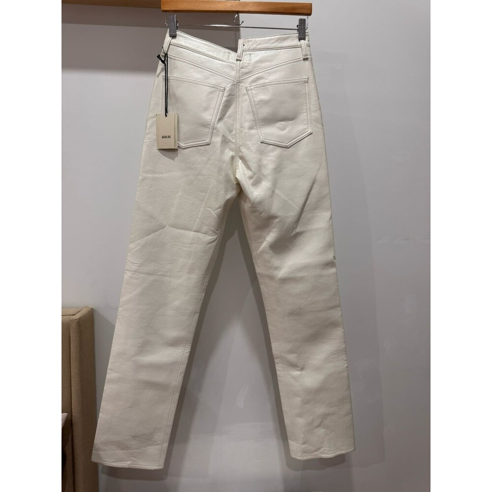 NWT AGOLDE Womens Sz 25 Lace White Leather Crisscross Waist Straight Pants Jeans - Picture 2 of 12